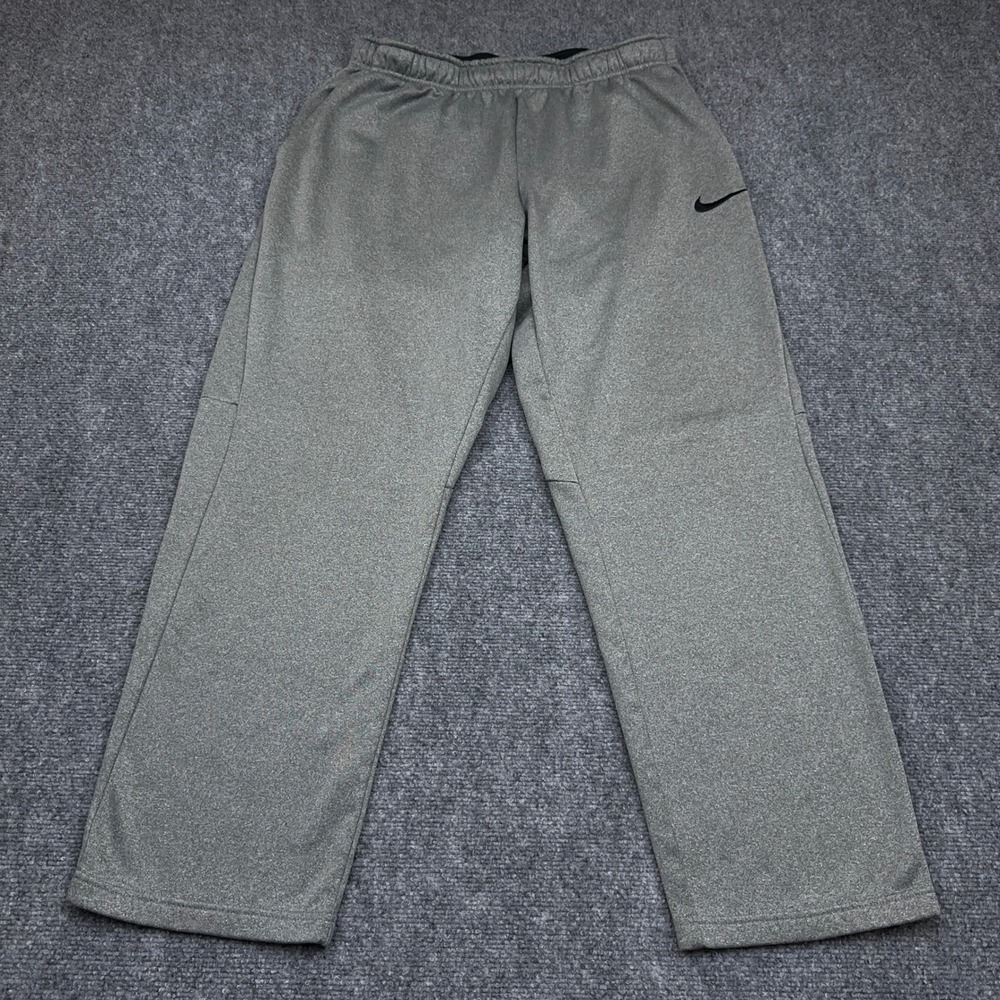 Nike Therma Training Pant Men's XL Gray Dri-FIT Straight Leg Open Hem 32x29